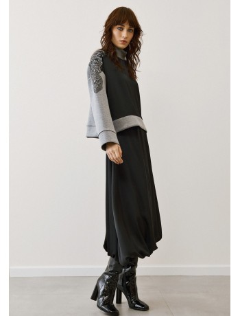 Black Satin Balloon Skirt