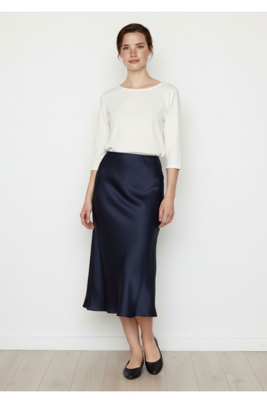 Midi Satin Μπλε Φούστα Midi Satin Μπλε Φούστα