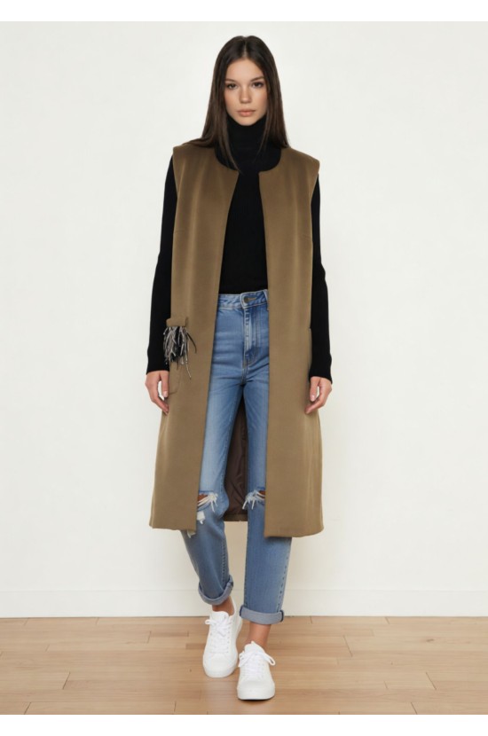 Γιλέκο Μακρύ Camel