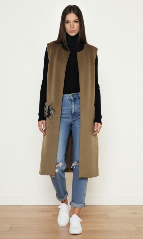 Γιλέκο Μακρύ Camel