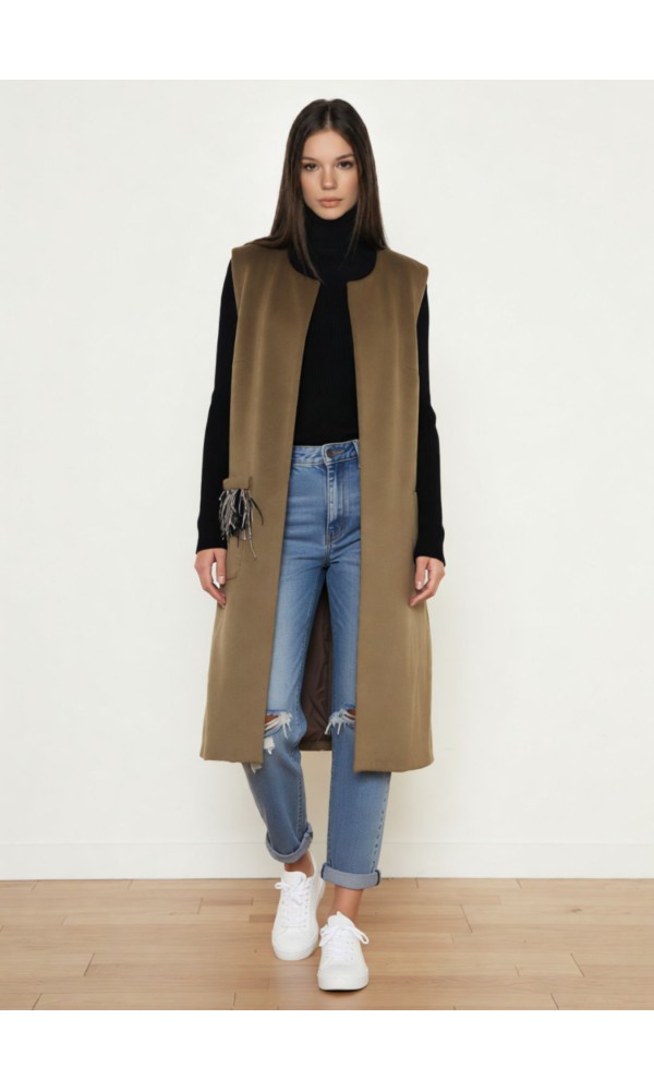 Γιλέκο Μακρύ Camel