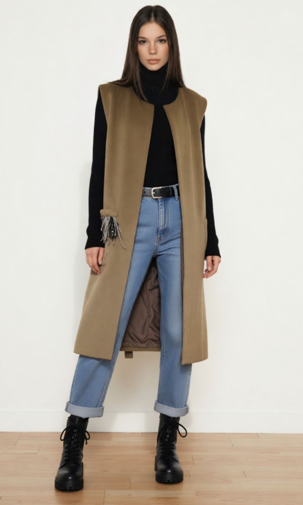 Γιλέκο Μακρύ Camel