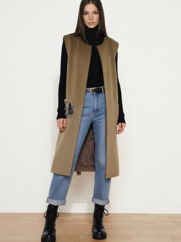 Γιλέκο Μακρύ Camel