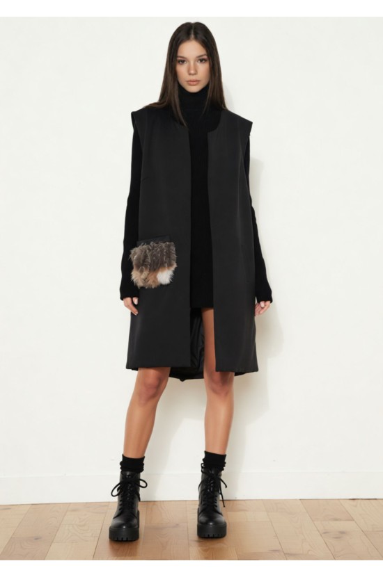 Γιλέκο Μακρύ Μαύρο