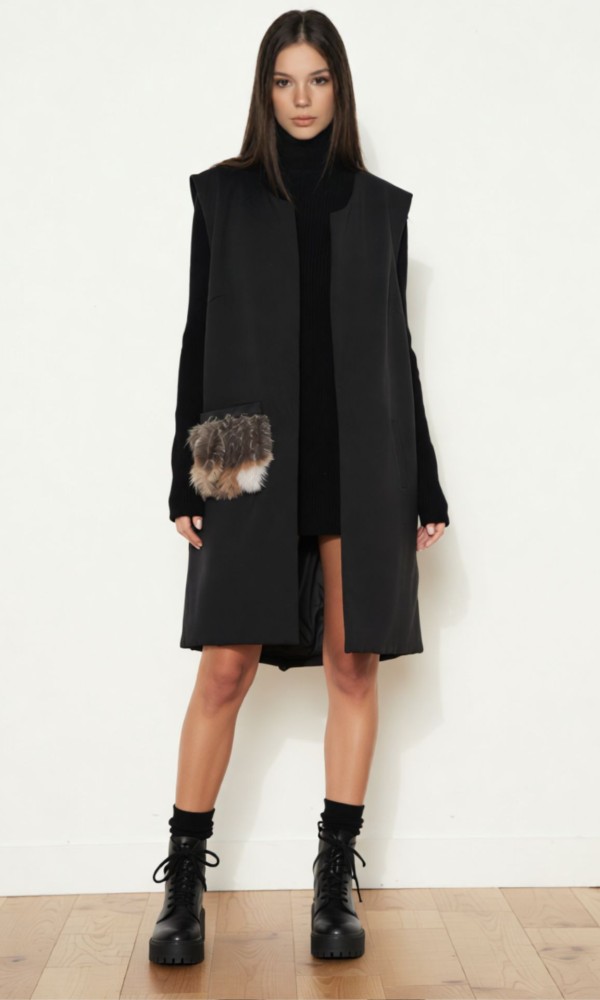 Γιλέκο Μακρύ Μαύρο