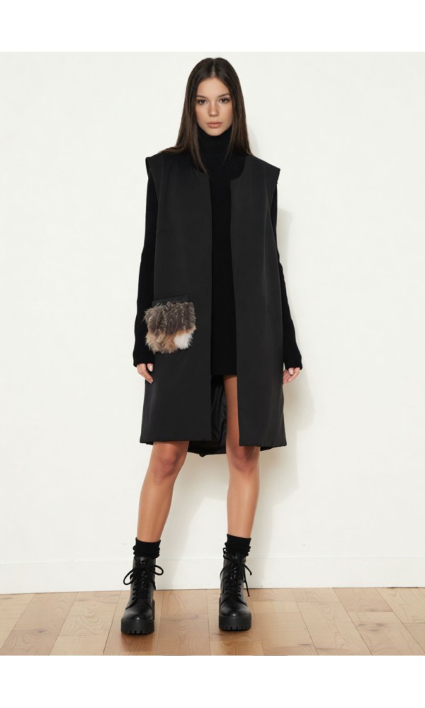 Γιλέκο Μακρύ Μαύρο