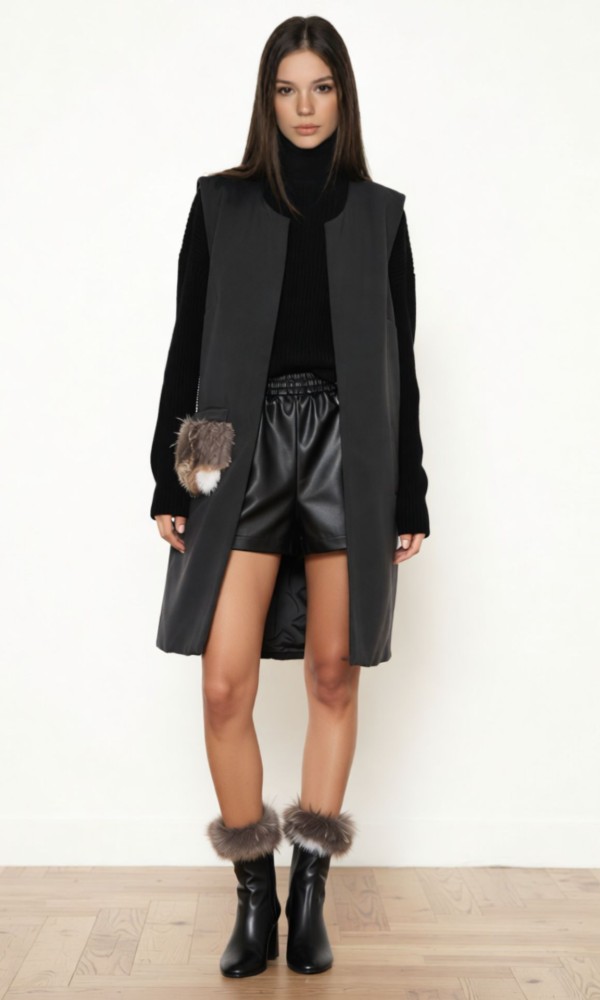 Γιλέκο Μακρύ Μαύρο