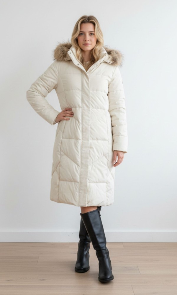 Μπουφάν Εκρού Μακρύ