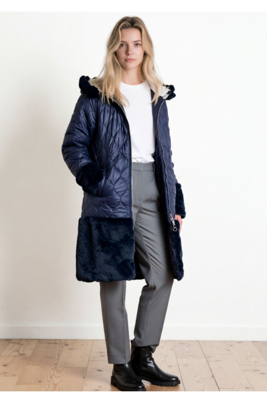 Μπουφάν Μπλε Με Γούνα Μπουφάν Μπλε Με Γούνα