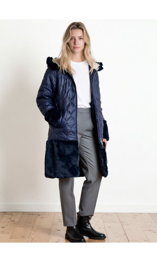 Μπουφάν Μπλε Με Γούνα