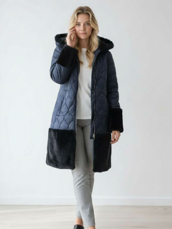 Μπουφάν Μπλε Με Γούνα Μπουφάν Μπλε Με Γούνα