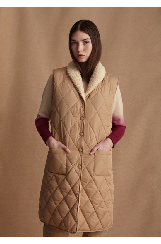 Sleeveless Jacket With Fur Double Face