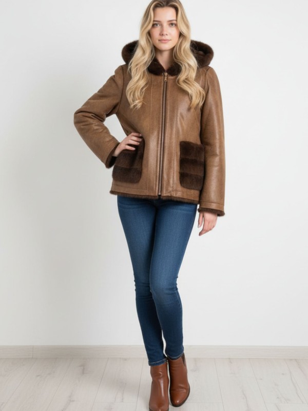 Double Face Μπουφάν Mε Γούνα