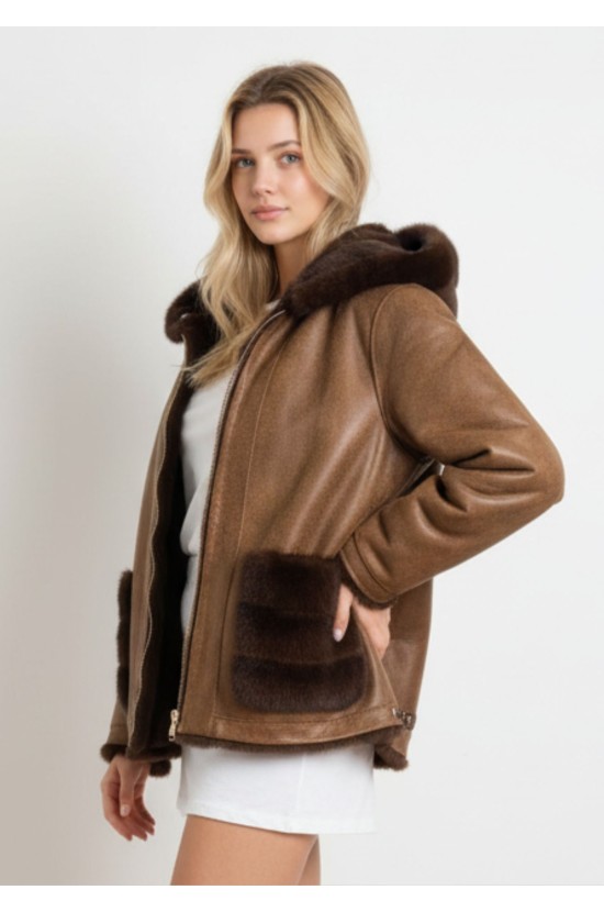 Double Face Μπουφάν Mε Γούνα