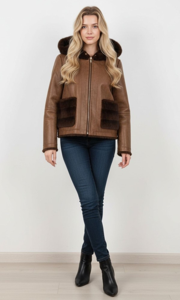 Double Face Μπουφάν Mε Γούνα