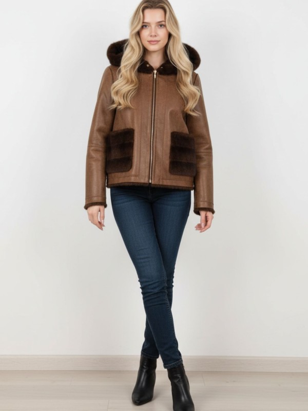 Double Face Μπουφάν Mε Γούνα