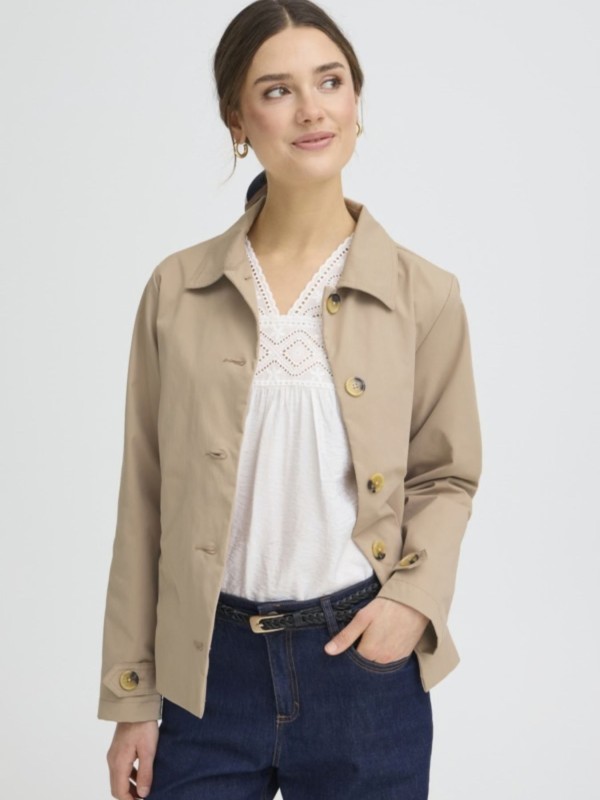 Short Beige Trench Coat