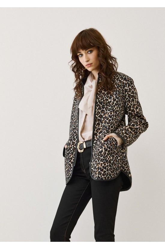 Leopard Πανωφόρι με Δερμάτινες Λεπτομέρειες Leopard Πανωφόρι με Δερμάτινες Λεπτομέρειες