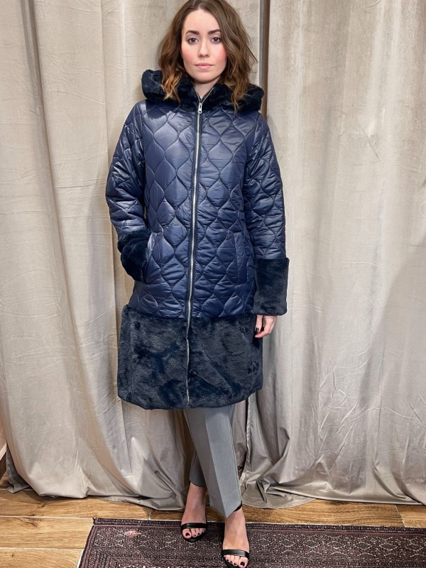 Μπουφάν Μπλε Με Γούνα