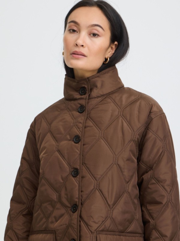 Quilted Jacket with Buttons - Brown Quilted Jacket with Buttons - Brown
