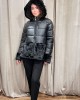 Short black jacket with hood and fur