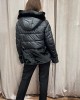 Short black jacket with hood and fur