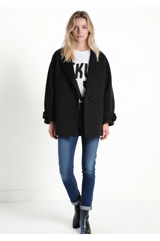 Μαύρο Oversized Ημίπαλτο Μαύρο Oversized Ημίπαλτο