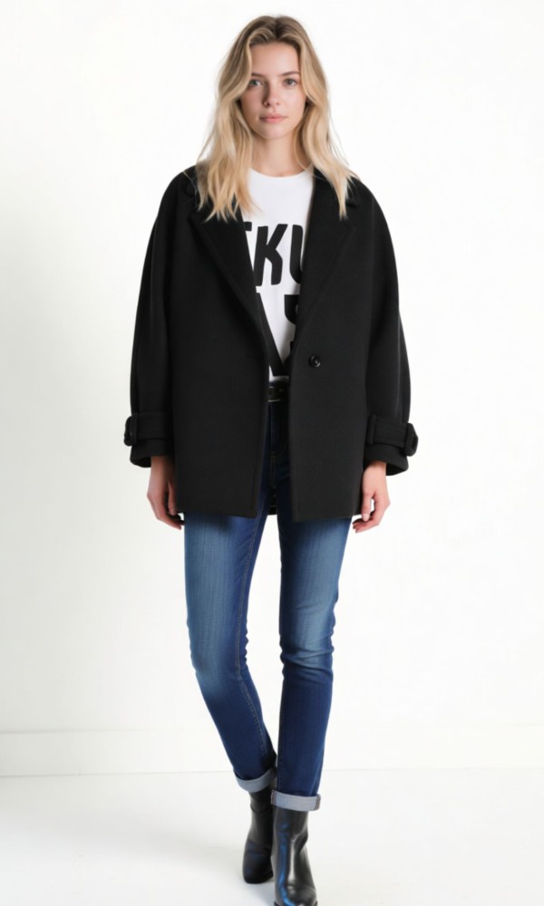 Μαύρο Oversized Ημίπαλτο