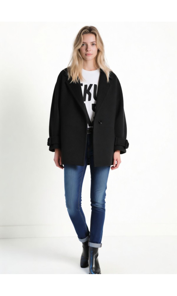 Μαύρο Oversized Ημίπαλτο