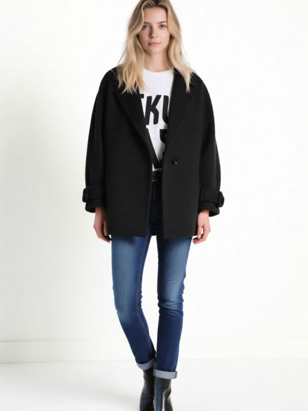 Μαύρο Oversized Ημίπαλτο