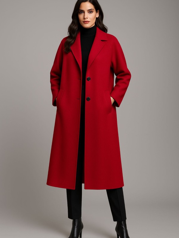 Coat with Raglan Sleeves and Classic Line