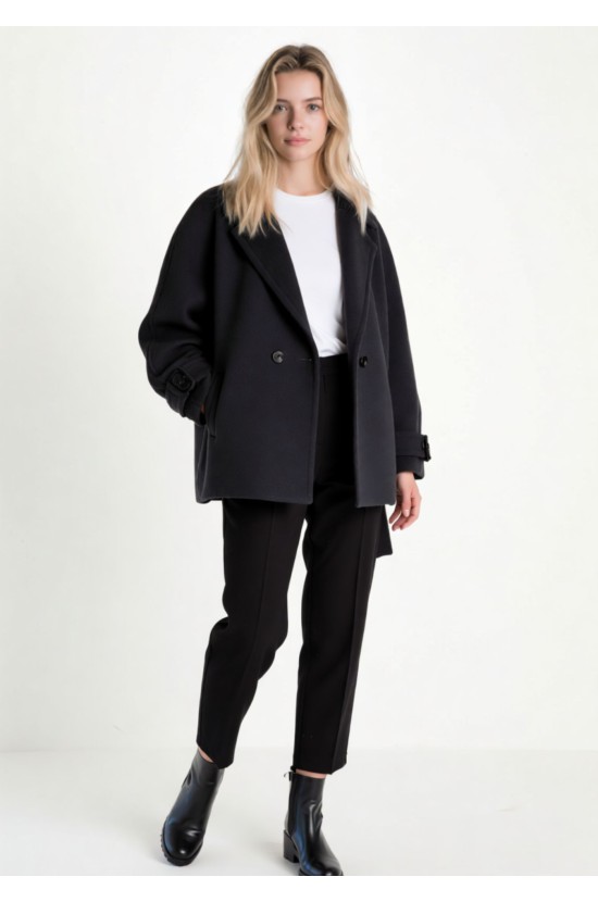 Μαύρο Oversized Ημίπαλτο Μαύρο Oversized Ημίπαλτο