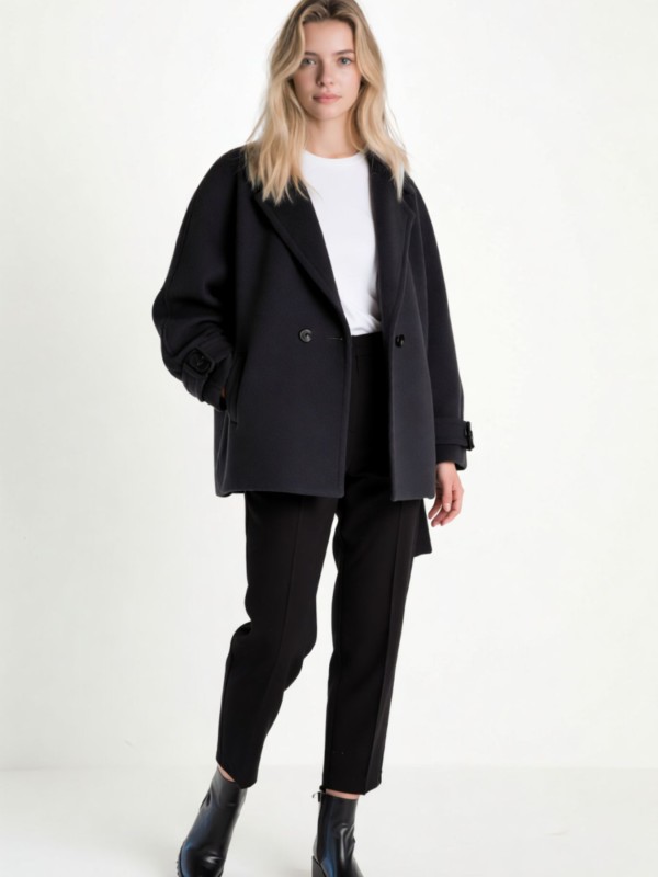 Black Oversized Half Coat Black Oversized Half Coat