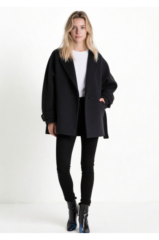 Μαύρο Oversized Ημίπαλτο Μαύρο Oversized Ημίπαλτο