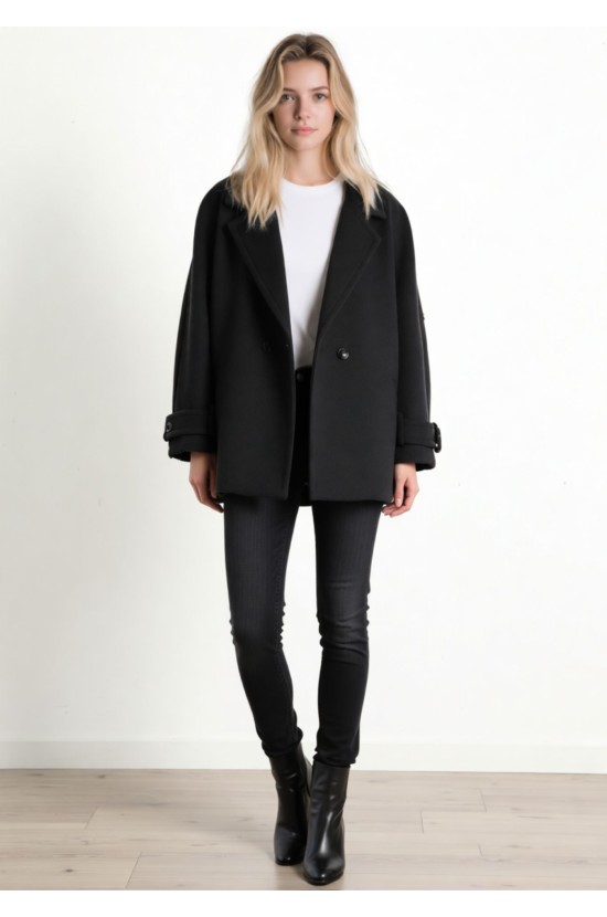 Μαύρο Oversized Ημίπαλτο Μαύρο Oversized Ημίπαλτο