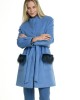 Γαλάζιο Παλτό με Τσέπες Γούνα
