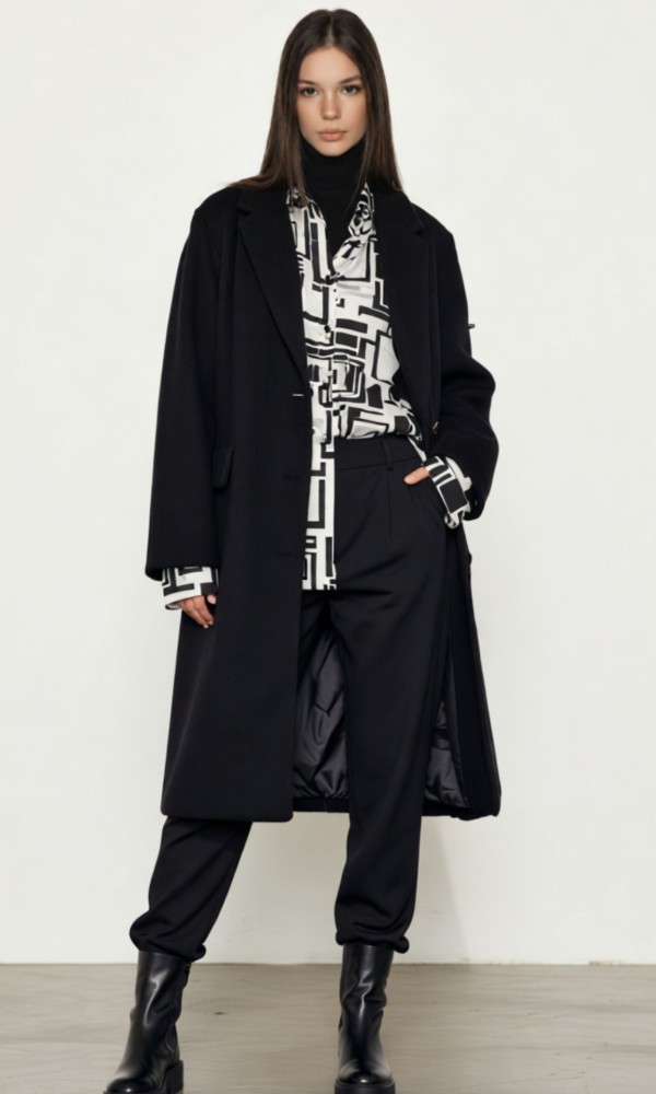 Coat Black Midi