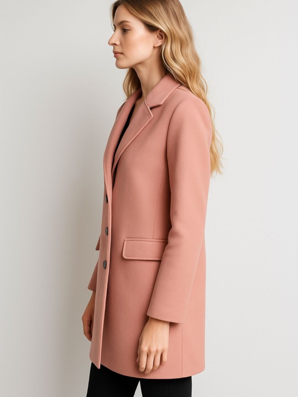 Παλτό Midi Dusty Pink