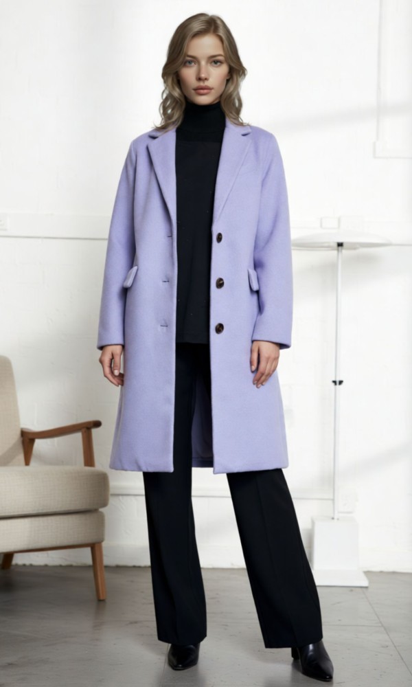 Παλτό Midi Λιλά