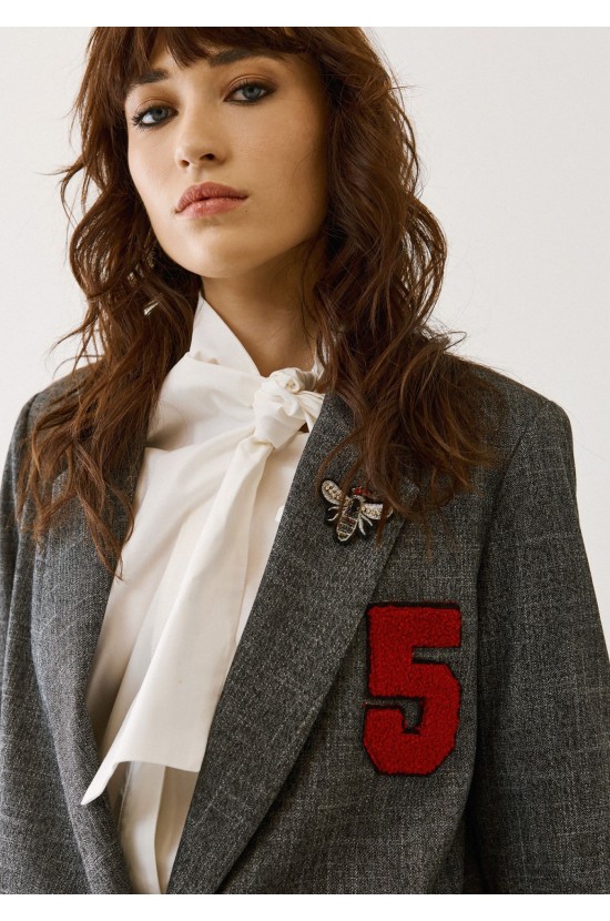 Grey Jacket With Embroidered Details