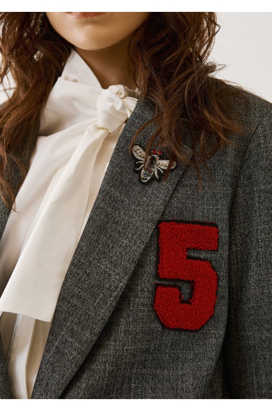 Grey Jacket With Embroidered Details