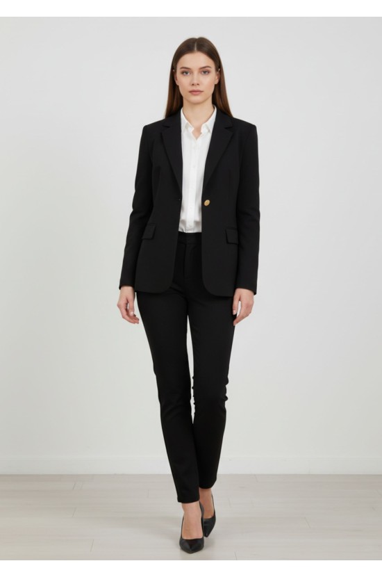 Κλασικό Μαύρο Σακάκι με Χρυσά Κουμπιά Κλασικό Μαύρο Σακάκι με Χρυσά Κουμπιά