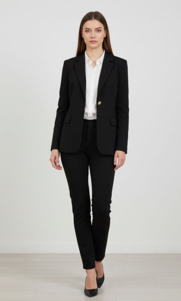 Κλασικό Μαύρο Σακάκι με Χρυσά Κουμπιά