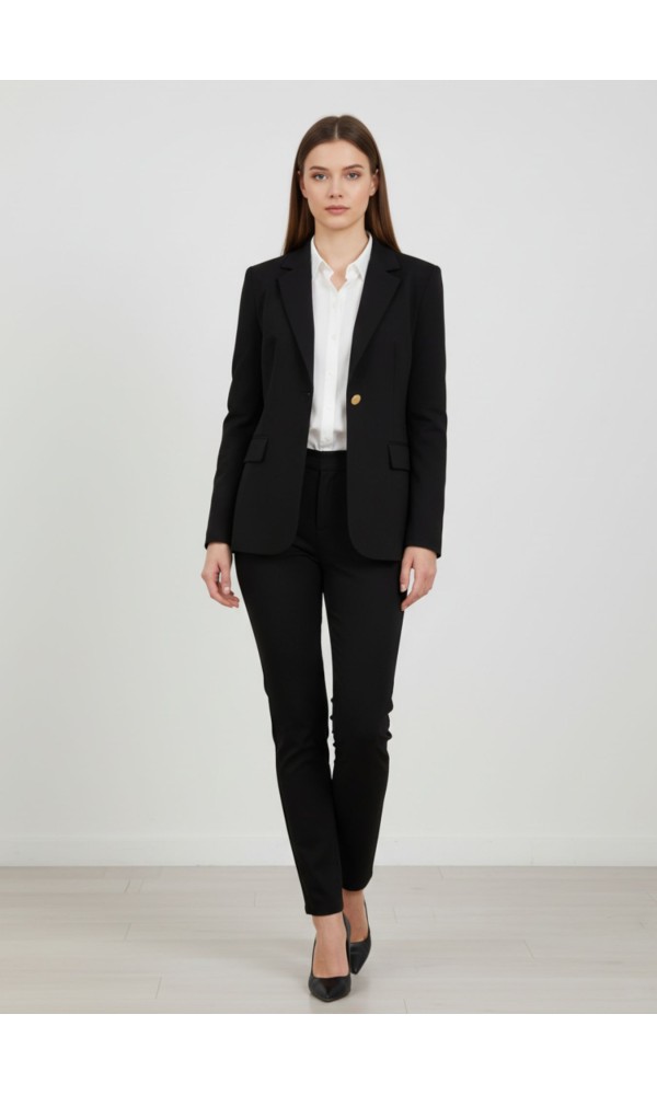 Κλασικό Μαύρο Σακάκι με Χρυσά Κουμπιά