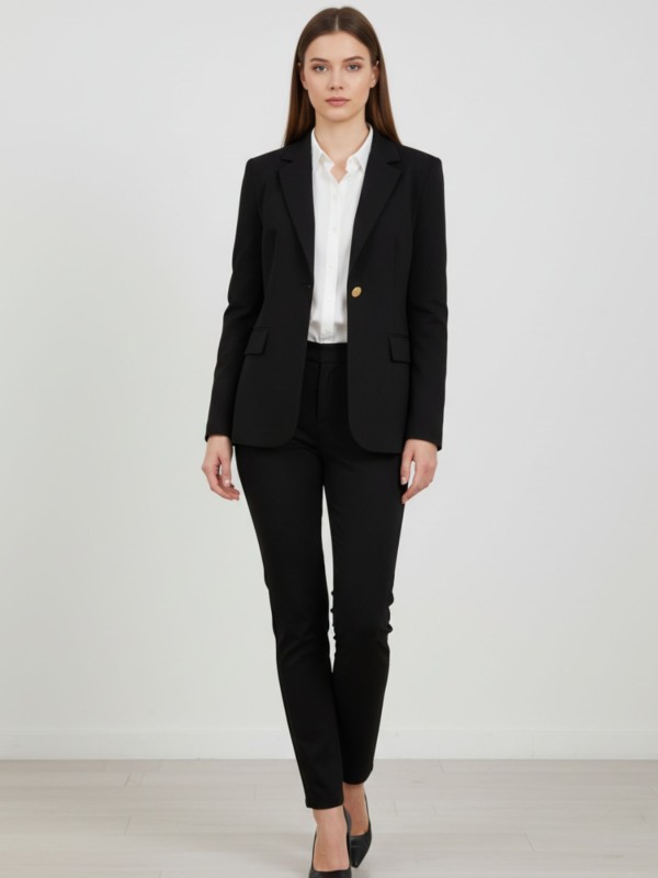 Κλασικό Μαύρο Σακάκι με Χρυσά Κουμπιά