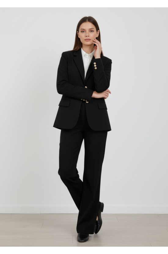 Κλασικό Μαύρο Σακάκι με Χρυσά Κουμπιά Κλασικό Μαύρο Σακάκι με Χρυσά Κουμπιά