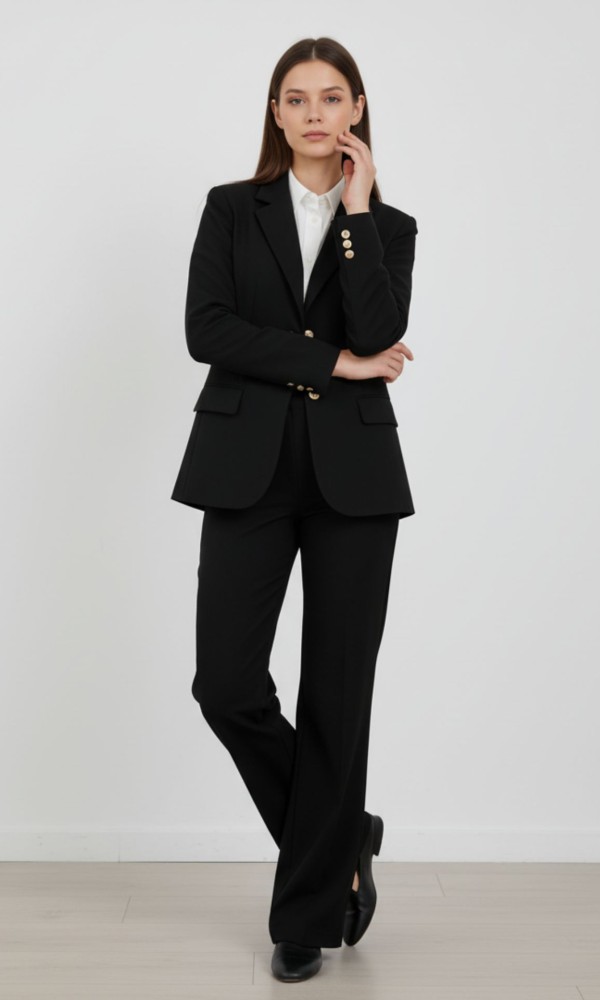 Κλασικό Μαύρο Σακάκι με Χρυσά Κουμπιά