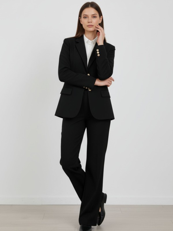 Κλασικό Μαύρο Σακάκι με Χρυσά Κουμπιά
