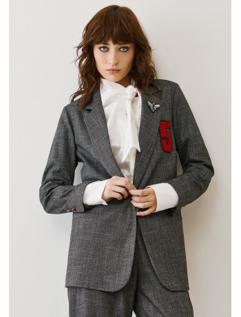 Grey Jacket With Embroidered Details Grey Jacket With Embroidered Details