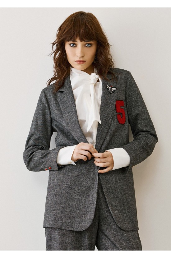 Grey Jacket With Embroidered Details
